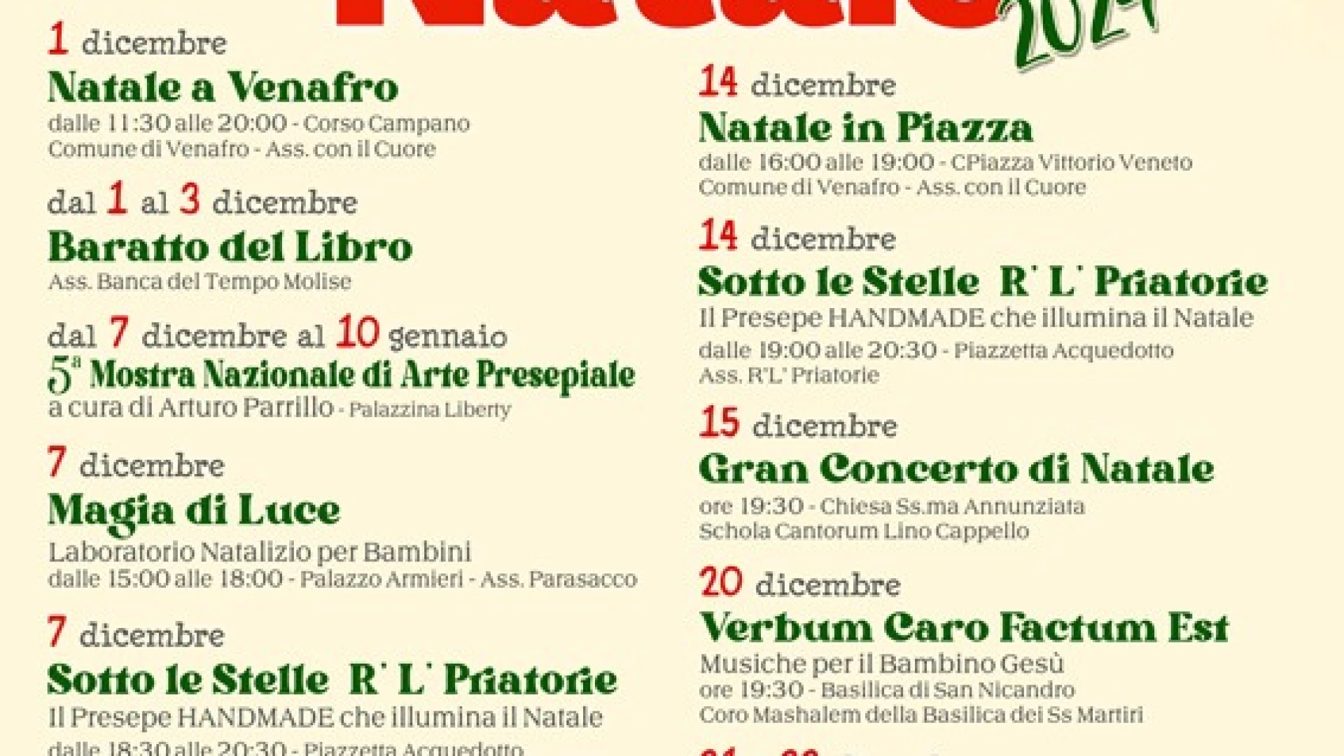 Natale a Venafro, varato il cartellone degli eventi